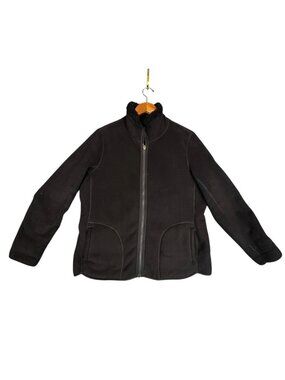 Women L Weatherproof Jacket Black Sherpa Fleece Full Zip Warm Lined Cozy Outdoor
